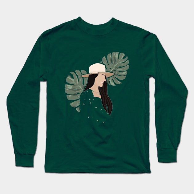 Smiling Lady Long Sleeve T-Shirt by ctrlzie